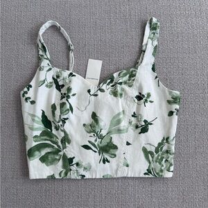 Abercrombie & Fitch - Floral Green and White Women's Crop Top